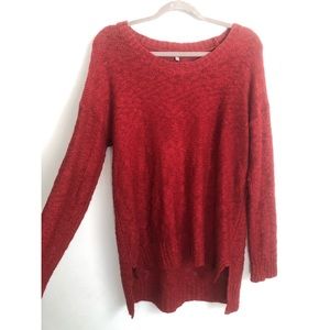 Charolette Russe high-low sweater in red.